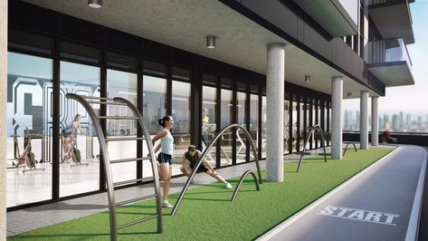 Outdoor Yoga Studio, Outdoor Amenities, City Gym, Vertical City, Commercial Office Design, City Condo, Outdoor Cinema, Skating Rink, Outdoor Gym