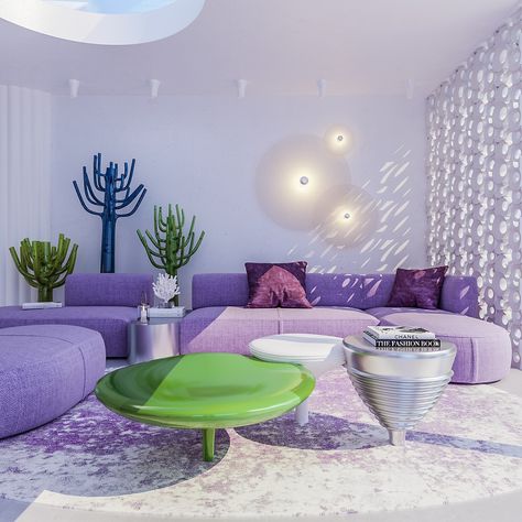 Violet Interior, Futuristic Inspiration, Purple Interior Design, Purple Decor, Futuristic Interior, Living Room Colors, Dream House Decor, Baku, Interior Inspo