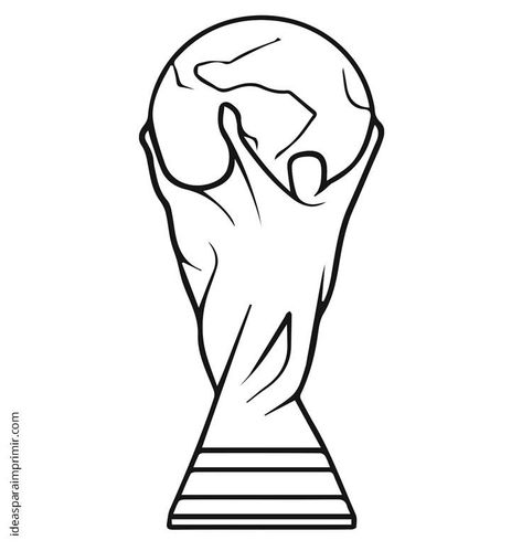 Imagen con el dibujo de la Copa del mundial de Fútbol - FIFA World Cup para pintar y colorear gratis World Cup 2022 Drawing, Fifa World Cup Logo, Messi Drawing, World Cup Draw, World Cup Logo, Soccer Drawing, Cup Tattoo, Diy Kandi Bracelets, Diy Kandi