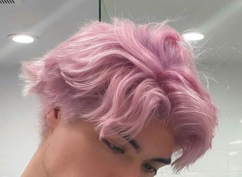 Pink Dyed Hair Men, Pink Hair Men Aesthetic, Short Hair Dye Colors, Guy Hair Color Ideas, Pink Hair For Men, Cool Hair Dye Ideas For Short Hair Men, Pastel Hair Men, Mens Pink Hair, Pastel Pink Hair Men