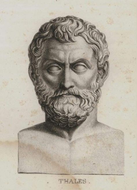 Thales from Miletus Pre Socratic Philosopher Thales is considered the first Greek philosopher. He was the first to give a purely natural explanation of the origin of the world, free from mythological ingredients. He held that everything had come out of water—an explanation based on the discovery of fossil sea animals far inland. His tendency (and that of his immediate successors) to give nonmythological explanations was undoubtedly prompted by the fact that all of them lived... Charles Bargue, Origin Of The World, Academic Drawing, Hellenistic Period, Wallpaper Iphone Disney Princess, Ancient Greek Art, Greek Philosophers, Ancient Statues, Metal Tattoo