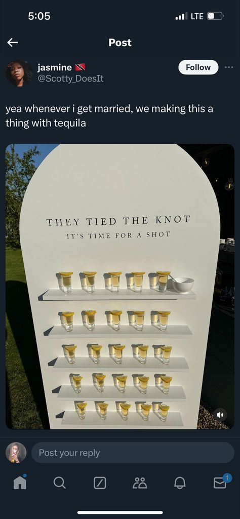 Kegs wine and tequila shots. If you want something else you can bring it. Tequila Wedding Ideas, Tequila Bar Wedding, Shots Seating Chart, Tequila Wall Wedding, Shot Wedding Seating Chart, Wedding Tequila Shots, Tequila Shot Seating Chart, We Tied The Knot Take A Shot Sign, Wedding Tequila