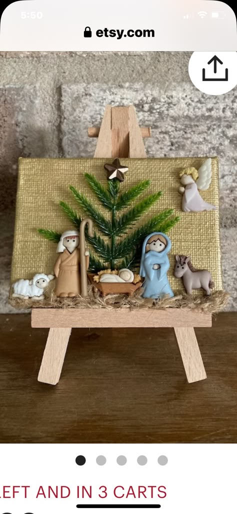 Diy Nativity, Mouse Crafts, Wooden Easel, Nativity Ornaments, Nativity Crafts, Christmas Nativity Scene, The Nativity, Holiday Crafts Christmas, Christmas Ornament Crafts