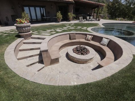 Outside House Design, Massive Backyard, Fireplace Backyard, Outdoor Fire Pit Seating, Sunken Fire Pits, Outdoor Fire Pit Designs, Backyard Dreams, Fire Pit Landscaping, Backyard Fireplace