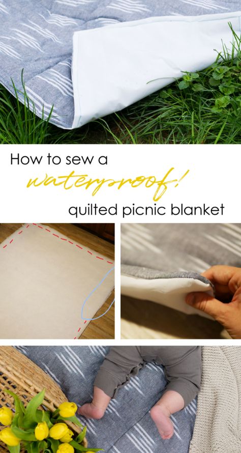 Sew Picnic Blanket, Waterproof Picnic Blanket Diy, Outdoor Sewing Projects, Sew Blanket, Diy Beach Blanket, Diy Picnic Blanket Waterproof, Quilt Picnic Blanket, Quilted Picnic Blanket, Diy Picnic Blanket