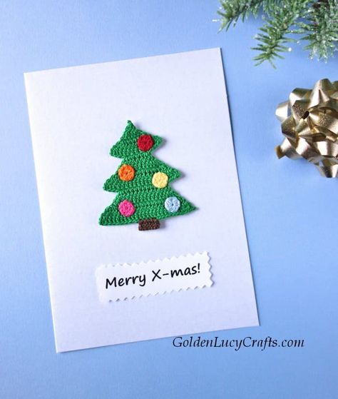 DIY Christmas card ideas, handmade cards embellished with crochet appliques Crochet Christmas Cards, Christmas Card Ideas Handmade, Trendy Diys, Homemade Christmas Card Ideas, Christmas Card Crochet, Diy Christmas Card Ideas, Card Ideas Handmade, Crochet Cards, Homemade Christmas Card