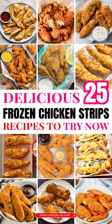 Frozen chicken strips are a quick and easy meal solution that can be transformed into a variety of delicious dishes. Whether you're craving comfort food or looking for something creative, these 25+ frozen chicken strip recipes are perfect for busy days and satisfying meals. Recipes Using Frozen Breaded Chicken Tenders, Meals With Frozen Chicken Tenders, Frozen Chicken Finger Recipes, Recipes Using Frozen Chicken Tenders, Frozen Chicken Strip Dinner Ideas, Frozen Chicken Strip Recipes, Frozen Chicken Tender Recipes, Leftover Chicken Strips Recipes, Tyson Chicken Strips Recipes