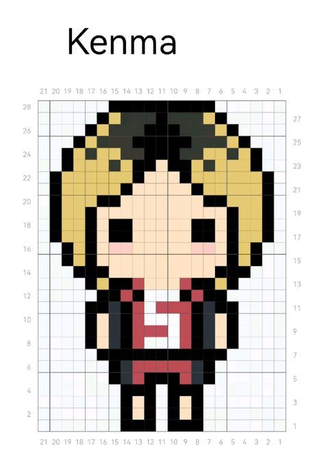 Simple Anime, Pixel Characters, Graph Crochet, Easy Pixel Art, Pixel Art Templates, Pixel Art Grid, Pix Art, Kenma Kozume, Pola Kristik