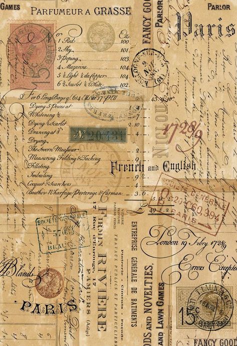 Old Newspaper Aesthetic Background, Journal Background Printable Aesthetic, Paper Journal Background, Vintage Letters Aesthetic, Notes Design Ideas, France Scrapbook, Lettering Notes, Vintage Presentation, Old Background