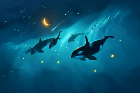 Orca Wallpaper Desktop, Db Tattoo, Orca Wallpaper, Orca Art, Underwater Painting, Computer Wallpapers, Underwater Animals, Underwater Art, Cute Whales