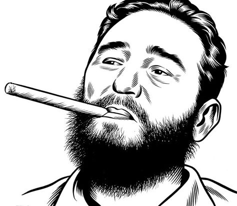 Fidel-castro Fidel Castro Art, Charles Burns, 3d Pencil Drawings, The Believer, Japanese Watercolor, Fidel Castro, Realistic Paintings, Art Simple, People Illustration