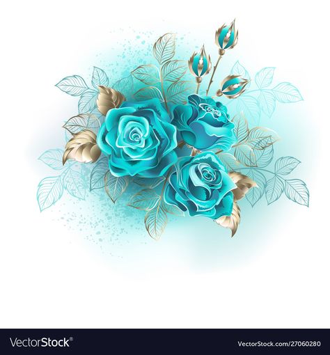 Turquoise Roses, Roses Vector, Photo Bleu, Decoupage Printables, Floral Border Design, Diy Rhinestone, Decoupage Vintage, Blue Roses, Digital Flowers