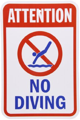 Yard Signs - SmartSign Aluminum Sign Legend Attention  No Diving with Graphic 18 high x 12 wide BlueRed on White ** You can find out more details at the link of the image. (This is an Amazon affiliate link) No Diving Sign, Swimming Pool Signs, Rectangular Swimming Pools, Swimming Pool Safety, Pool Signs, Pool Safety, Backyard Shed, Water Signs, Digital Ink