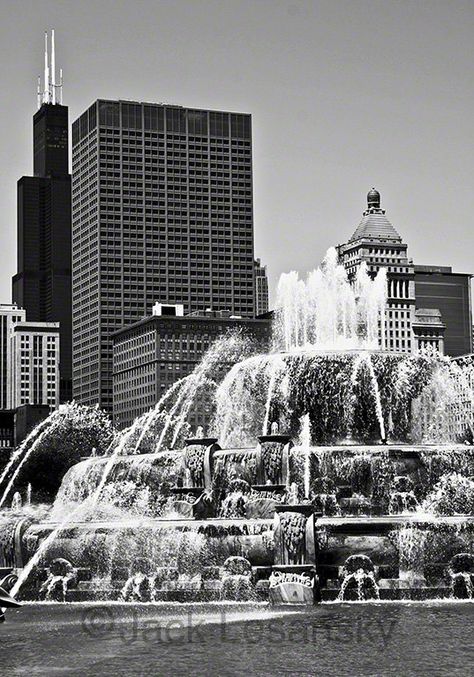 Buckingham Fountain by JacksDarkroom on Etsy Buckingham Fountain, Grant Park, Paper Source, Willis Tower, Empire State Building, Fingerprint, Art Forms, Around The Worlds, Around The World