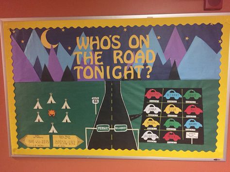 Road Trip Bulletin Board, Travel Bulletin Boards, Twos Classroom, Preteen Ministry, Art Walls, Bulletin Board Ideas, Tourist Guide, Classroom Bulletin Boards, Class Design