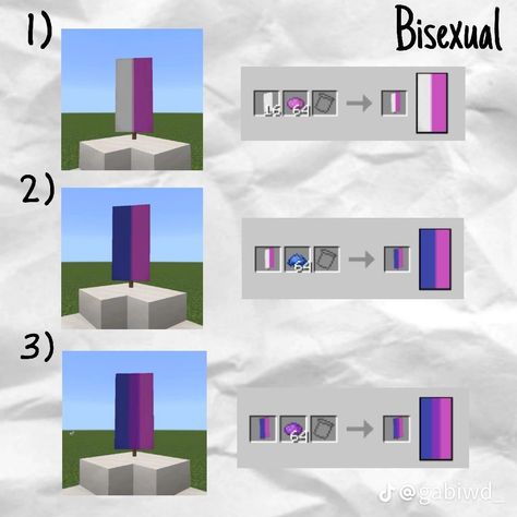 How To Make Pride Flags In Minecraft, Minecraft Pride Flag Banner, Pride Flags Minecraft, Minecraft Pride Banners Tutorial, Pride Flag Minecraft Banner Tutorial, Pride Minecraft Builds, Minecraft Pride Flag, Minecraft Pride Builds, Minecraft Pride Banners