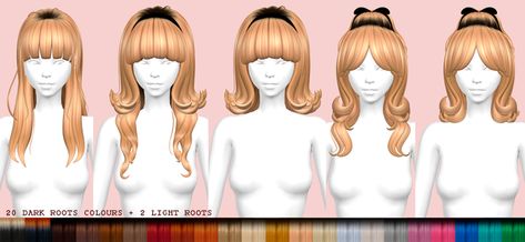 70s HAIR SET - Dark roots, ombre and highlights accessories | Patreon Sims 4 70s Hair, Daylife Sims, Dark Roots Ombre, 70’s Hair, Highlighted Bangs, Beehive Hair, Parted Bangs, 70s Hair, Blonde Roots