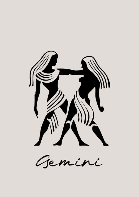 A lively Gemini Zodiac art print with airy hues capturing the adaptable Gemini spirit. Gemini Sign Art, Gemini Symbol Art, Gemini Goddess, Gemini Design, Gemini Astrology Art, Gemini Tattoo Designs, Gemini Symbol, Gemini Art, Gemini Tattoo