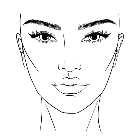 Beautiful woman portrait face chart make... | Premium Vector #Freepik #vector #woman-sketch #girl-sketch #fashion-art #face-makeup Face For Makeup Drawing, Model Face Drawing, Fashion Face Illustration, Face Chart Makeup, Beautiful Woman Portrait, Illustration Face, Fashion Illustration Face, Face Charts, Sketch Fashion