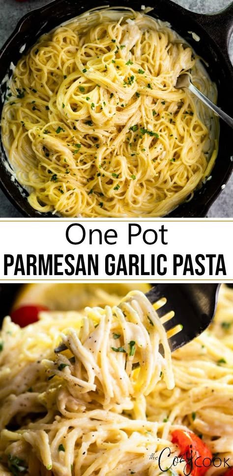 Pasta Easy Dinner, Parmesan Garlic Sauce, Garlic Pasta Recipe, Dinner Spaghetti, Pesto Lasagna, Meatless Pasta, Garlic Parmesan Pasta, Resep Pasta, Easy Pasta Dinner