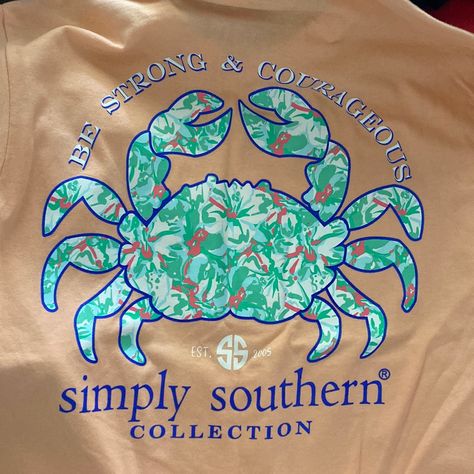 Brand New With Tags Simply Southern Peach Colored Shirt Nike Winter Jackets, Southern Tshirt, Thrift Ideas, Southern Sweet Tea, Cooler Ideas, Southern Tshirts, Simply Southern Shirts, Dark Blue Shirt, 80s Neon