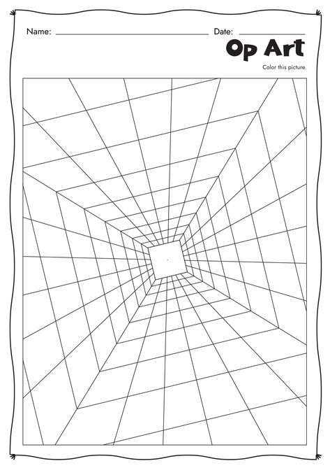 Elementary School Coloring Pages, Op Art Colorful, Optical Illusion Worksheet, Op Art Coloring Pages, Op Art Tutorial, Optical Illusion Doodles, Optical Illusion Art Projects, Optic Illusion Art, Middle School Art Projects Easy