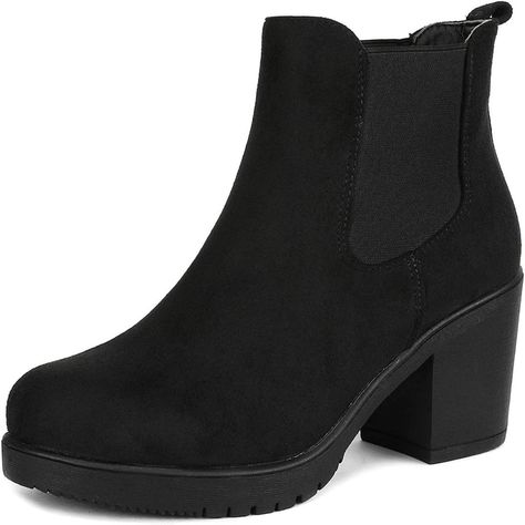 Step Up Your Style With Dream Pairs Women's Chelsea Ankle Boots, Featuring A High Chunky Heel, Slip-On Design, And Elastic Side Panels For Easy Wear. These Fashionable And Versatile Booties Are Perfect For Fall, Winter, And Casual Or Dressy Outfits. Designed For Comfort And Durability, They Are A Must-Have For Any Wardrobe. Heel Chelsea Boots, Womens Chunky Heels, Chelsea Ankle Boots, Dressy Outfits, Moto Boots, Chunky Heel, Side Panels, Easy Wear, Chunky Heels