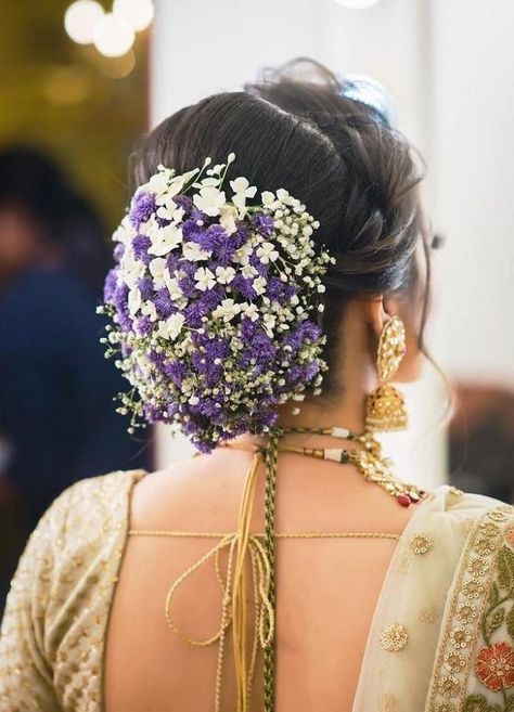 Bridal Hairdos, Bridal Buns, Floral Bun, Hairstyle Indian, Coconut Decoration, Fruit Carvings, Unique Wedding Hairstyles, Hair Doo, Wedding Bun