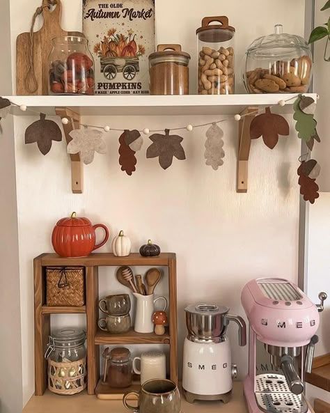 Fall Apartment Decor, Coffee Bar Station, Tea Station, Home Coffee Stations, Coffee Nook, Home Coffee Bar, Coffee Bar Home, French Country Kitchen, Coffee Corner