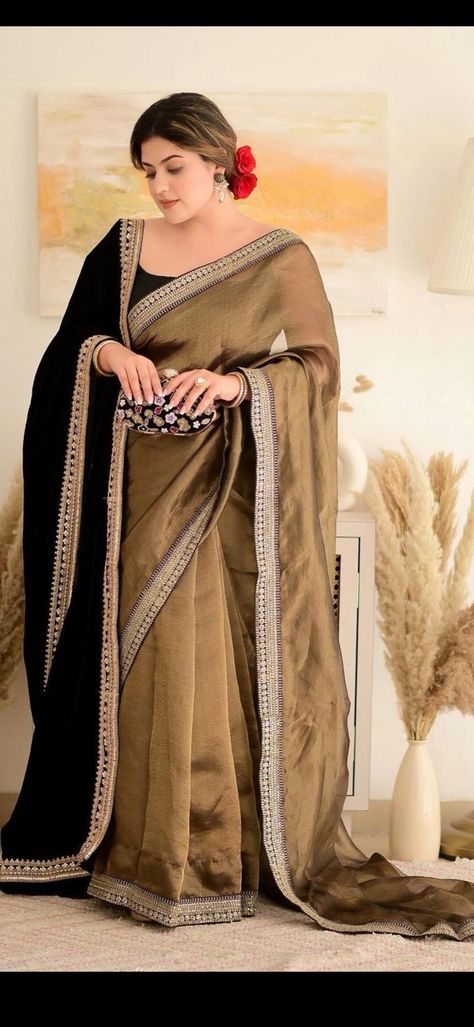 Saree With Shawl, Trendy Saree, Style Festival, Saree Designer, Wedding Sari, Plain Saree, Ethnic Looks, Bollywood Style, Trendy Sarees