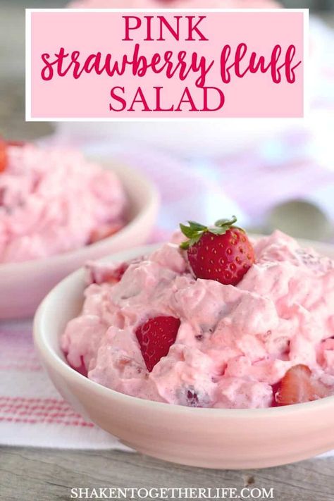 Strawberry Fluff Salad, Strawberry Jello Salad, Congealed Salad, Fluff Salad Recipes, Cottage Cheese Desserts, Strawberry Fluff, Fluff Salad, Fluff Recipe, Fluff Desserts