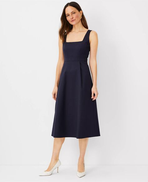 The Square Neck Midi Dress in Stretch Cotton Shift Dresses Work, Petite Womens Clothing, Square Neck Midi Dress, Frock For Women, Aline Dress, Rayon Dress, Women Maxi, The Square, Midi Maxi Dress