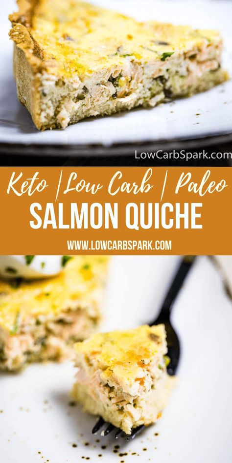 Leftover Salmon Recipes Keto, Canned Salmon Quiche, Keto Salmon Loaf Recipe, Keto Ham And Cheese Quiche, Keto Salmon Quiche, Salmon And Leek Quiche, Salmon Broccoli Quiche, Keto Cravings, Low Carb Crust