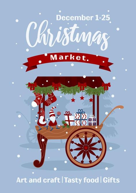 Christmas Advertising Design, Market Banner, Christmas Sale Poster, Christmas Market Stall, Christmas Poster Design, Cotton Candy Party, Christmas Fair Ideas, Christmas Advertising, Advertising Banner