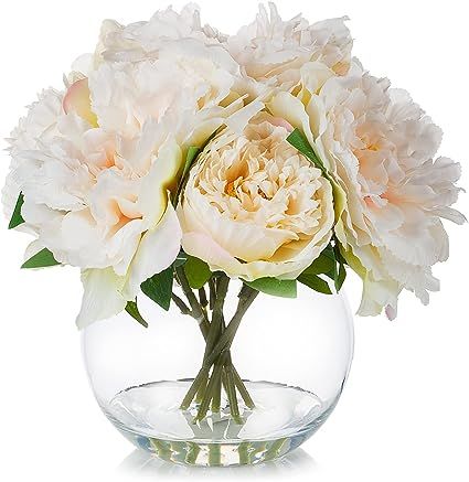 Peony Shrub, Silk Peonies Arrangement, Peony Flower Arrangements, Office Kitchen Decor, Fake Flower Arrangements, Peony Arrangement, Peach Peonies, Artificial Peony, Growing Peonies