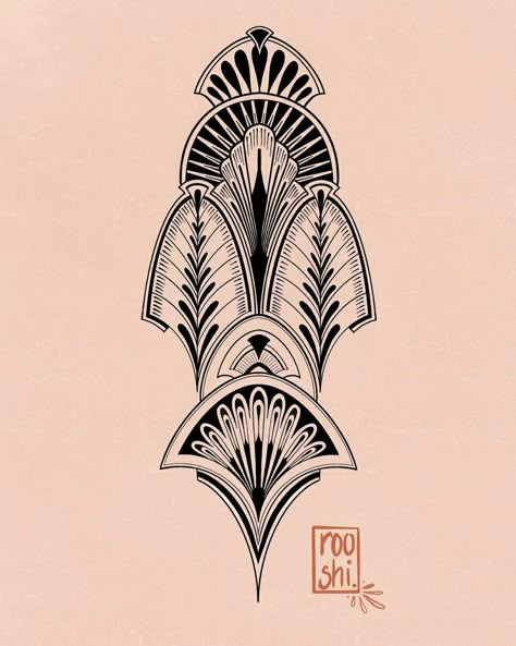 Art Nouveau Motif, Art Deco Tattoo, Range Design, Art Nouveau Tattoo, Motifs Art Nouveau, Nouveau Tattoo, Art Deco Elements, Bijoux Art Nouveau, Tattoo Henna