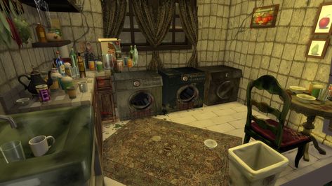 Mod The Sims - Functional filthy dryer and filthy washing machine Sims 4 Filthy Cc, Sims 4 Cc Washing Machine And Dryer, Sims 4 Washing Machine Cc, Sims 4 Cc Grunge Furniture, Sims 4 Functional Objects, Grunge Living Room, Alt Sims, Ts4 Mods, Free Sims 4