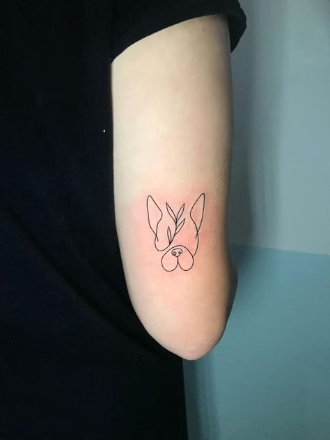 Frenchie Tattoo Outline, Boston Terrier Tattoo, Terrier Tattoo, Cheap Tattoo, Girl Tattoo, Dainty Tattoos, Ubud Bali, Tattoo Outline, Best Tattoo