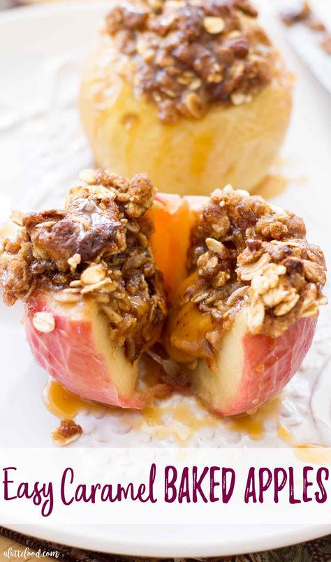 Learn how to make Caramel Stuffed Baked Apples topped with an oatmeal brown sugar topping! Stuffed Baked Apples, Baked Caramel Apples, Oat Crust, Caramel Candies, Baked Apple Dessert, Baked Apple Recipes, Apple Pie Recipe Easy, Baked Caramel, Diy Easy Recipes