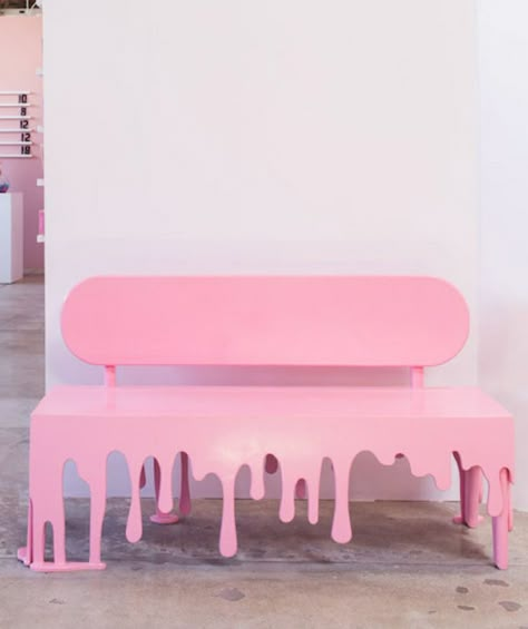 pinterest // simplykassie ❁♡☾ Pink Bench, Funky Furniture, Salon Decor, Everything Pink, Candy Shop, Cafe Interior, Pink Aesthetic, Store Design, Home Deco