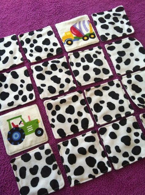 Toddler Memory Game: sewn from old sheet Homemade Toys, Baby Sewing Projects, Memory Game, Sewing Projects For Kids, Quiet Books, Sewing Toys, Sewing Projects For Beginners, Easy Sewing Projects, Baby Crafts