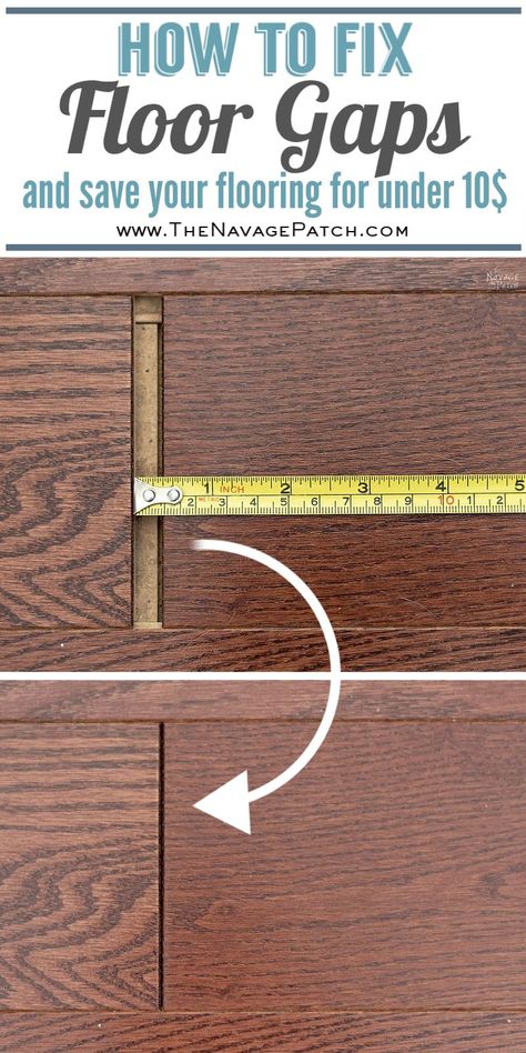 How to Fix Floating Floor Gaps with a DIY Floor Gap Fixer | DIY floor gap fixer | How to fix gaps in floorboards for under $10 | How to fix gaps in wooden floors | Hot to fix gaps in laminate floors | #TheNavagePatch #DIY #HowTo #easydiy #woodfloors #livingroom #Farmhouse #flooring | TheNavagePatch.com Sell Ideas, Shelves Wood, Floating Floor, Home Fix, Diy Flooring, Diy Home Repair, Home Repairs, Diy Home Improvement, Home Maintenance