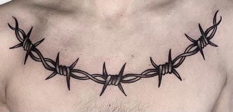 Barbed Wire Collarbone Tattoo, Kurapika Heart Chain Tattoo, Barbed Wire Collar Bone Tattoo, Clavicle Tattoo, Barbed Wire Tattoos, Chain Tattoo, Hot Pink Wallpaper, Barb Wire, Galaxy Tattoo