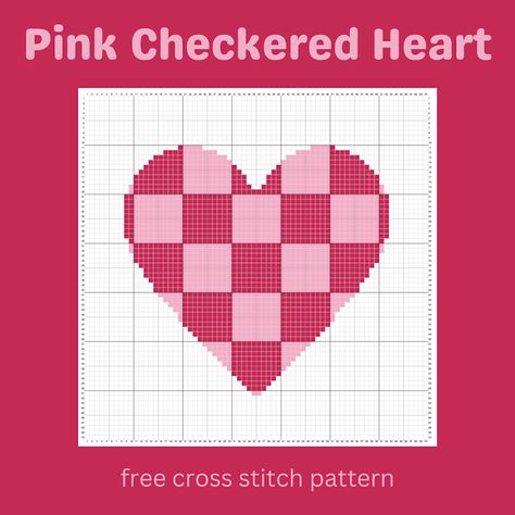 Keeping it Real: Pink Checkered Heart - Free Cross Stitch Pattern Free Cross Stitch Pattern, Keeping It Real, Pink Checkered, Valentine Hearts, Cross Stitch Heart, Dmc Floss, Cross Stitch Patterns Free, Free Cross Stitch, Crochet Cat