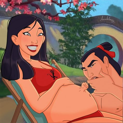 Celebrating First Moments Fan Art Disney, Real Life Disney Characters, Disney Maternity, Disney Amor, Li Shang, Princess Illustration, Princesas Disney Anime, Pregnant Princess, Real Life Princesses