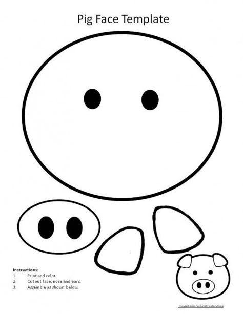 has link to printable pdf document with these simple shapes your can print, color and cut to make a pig face  site has storytime ideas: books, crafts, flannel board rhym,  farm animals, preschool, toddler, kindergarten Make A Pig Craft, Paper Plate Pigs Preschool, Pig Craft For Preschool, Pig Preschool Art, Pig Printable Farm Animals, Farm Theme Arts And Crafts, Pig Craft Kindergarten, Farm Animal Patterns Free Printable, Build A Pig Printable