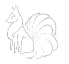 Demon Tails Drawings, Fantasy Animals Drawing Easy, Fantasy Tails Drawing, Chibi Fox Drawing Reference, Wolf And Fox Drawing Base, Fox Sketch, 9 Tails, Fox Tattoo Design, Fox Artwork