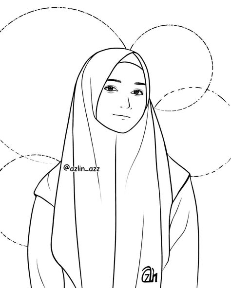 Hijab Drawing Sketches, Hijab Drawing Reference, Hijab Line Art, Hijab Sketch, Birthday Sketch, Hijab Party, Hijab Art, Anime Horror, Hijab Drawing