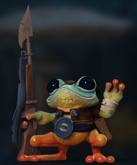 Samurai Frog, 3d Frog, Zbrush, Digital Painting, Concept Art, Photoshop, Art