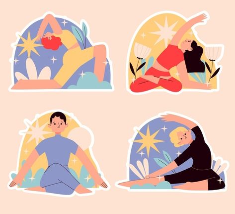 People Doing Yoga, Yoga Background, Yoga Vector, Yoga Stickers, Yoga Themes, Bow Pose, Yoga Club, Yoga Illustration, Illustration Story